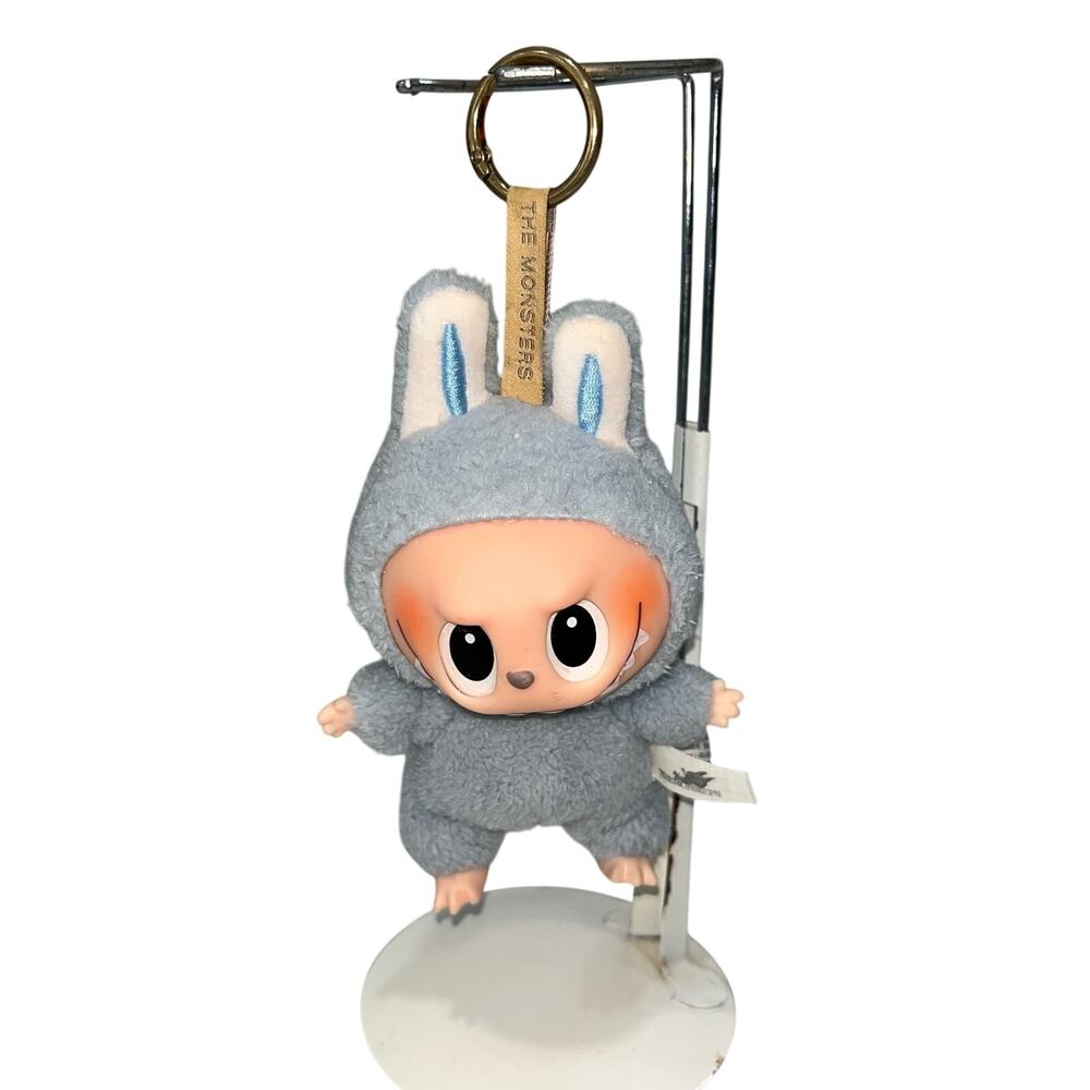 POP MART The Monsters Labubu Plush Keychain Sea Salt Coconut Gray